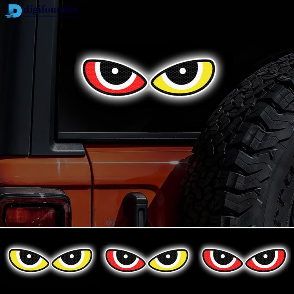 DIGIFOUNDER Motocicleta Refletor Adesivo Noite Condução Decalque De Segurança Alta Reflexiva Diabo Olhos Para Carro Bici