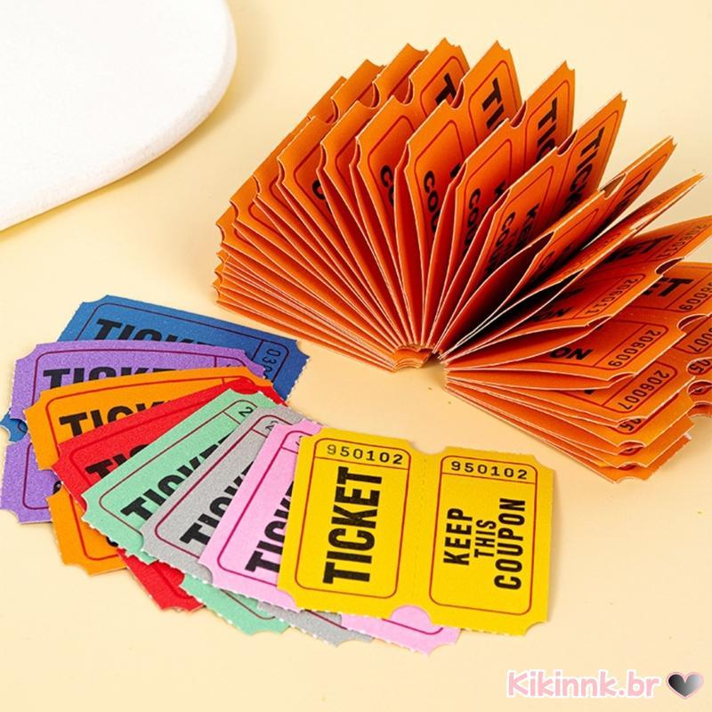 Kiki 100 Unidades De Cupons De Rifa Profissionais , Rolo Duplo , Ingressos Consecutivamente Numerados Para Desenhos De P