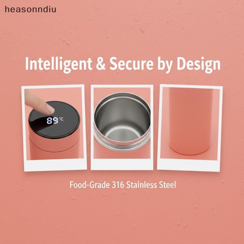 [heasonndiu] Garrafa De Água De Aço Inoxidável De 200ml Com Display Digital Inteligente De Temperatura Filtro De Chá Tér