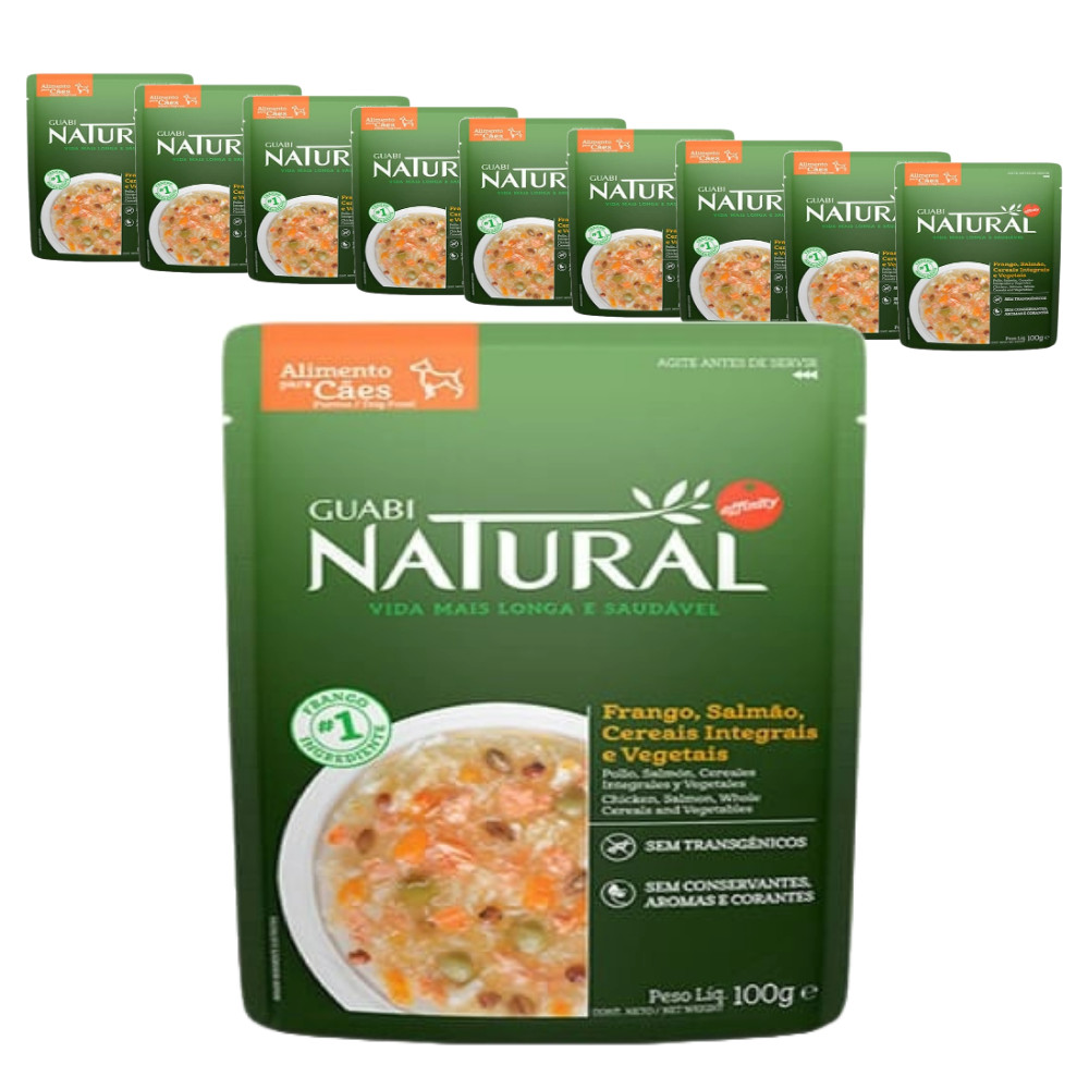 Ração Úmida Guabi Natural para Cães Adultos sabor Salmão e Frango - 100g - KIT 10 unids.