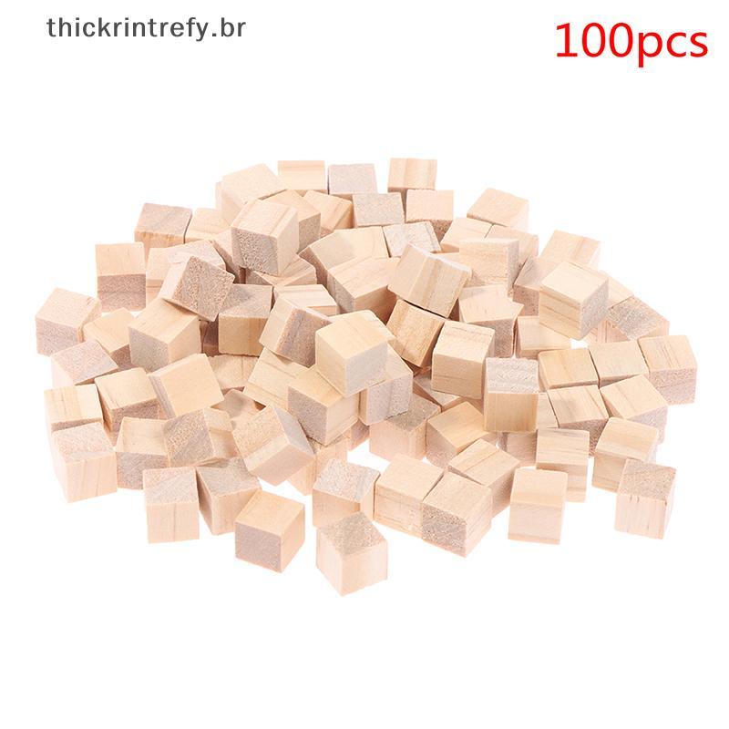 thi 100 Peças Inacabadas Em Branco Mini Cubos Sólidos Quadrados De Madeira DIY Para Artesanato BR