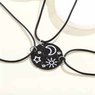 Colar com pingentes de estrela, lua e sol, conjunto moderno e fofo de três peças, adequado para namoradas, festas e aniv