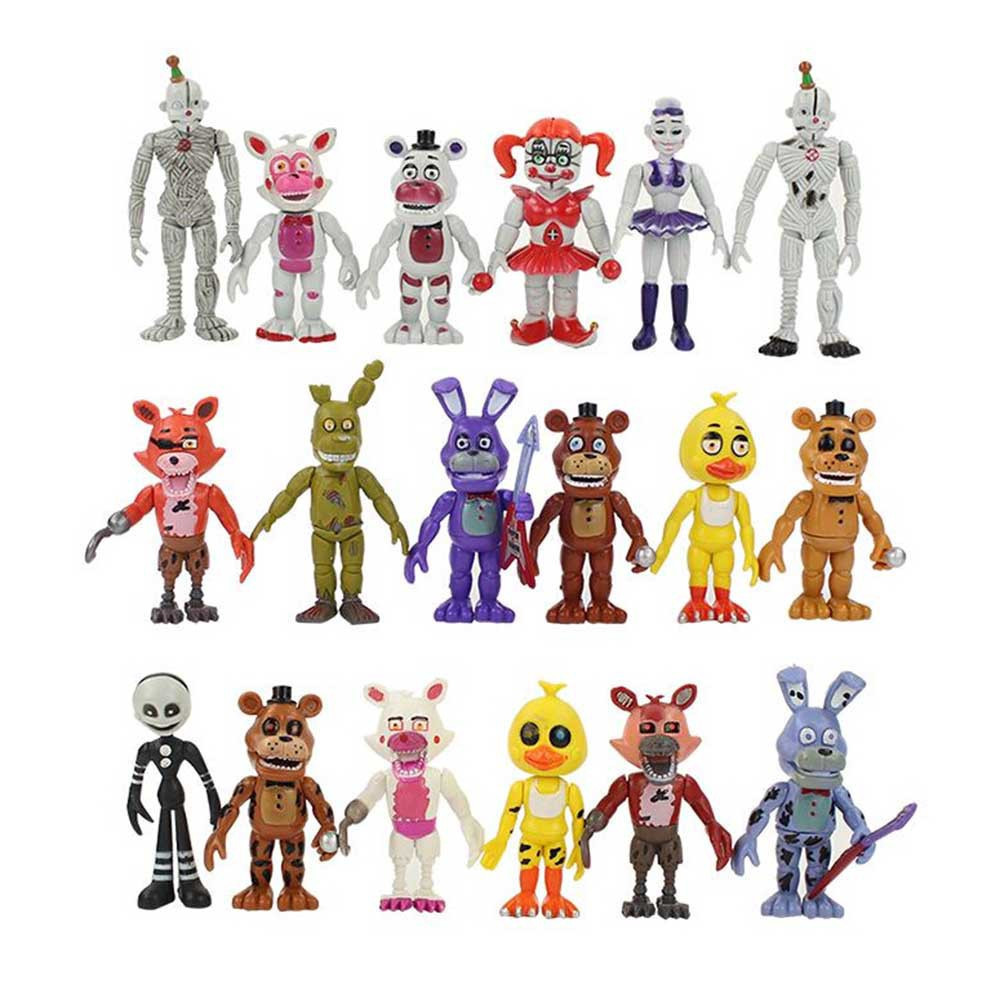 6Pcs/18Pcs/Set 11-14cm Anime Game Cinco Noites No Freddy's Freddy Bonnie Chica Foxy Fazbear's Pizza PVC Figuras De Ação