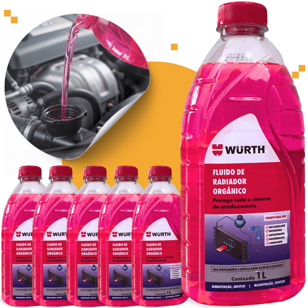 Fluido Radiador Aditivo Arrefecimento Rosa Orgânico Wurth Pronto Uso Antioxidante Anticorrosivo