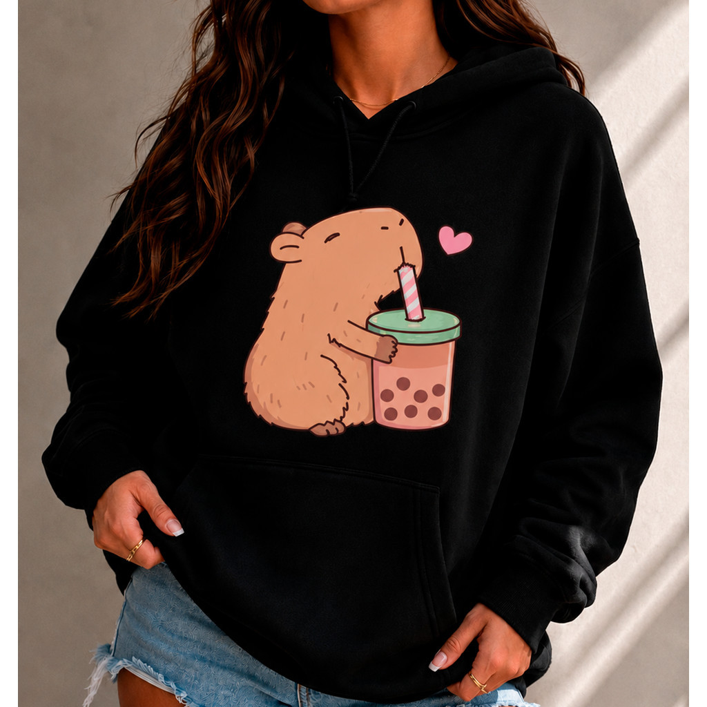 Blusa de Frio Moletom Canguru Flaneado Capivara Milk Shake Feminino Liso Varias Cores Premium