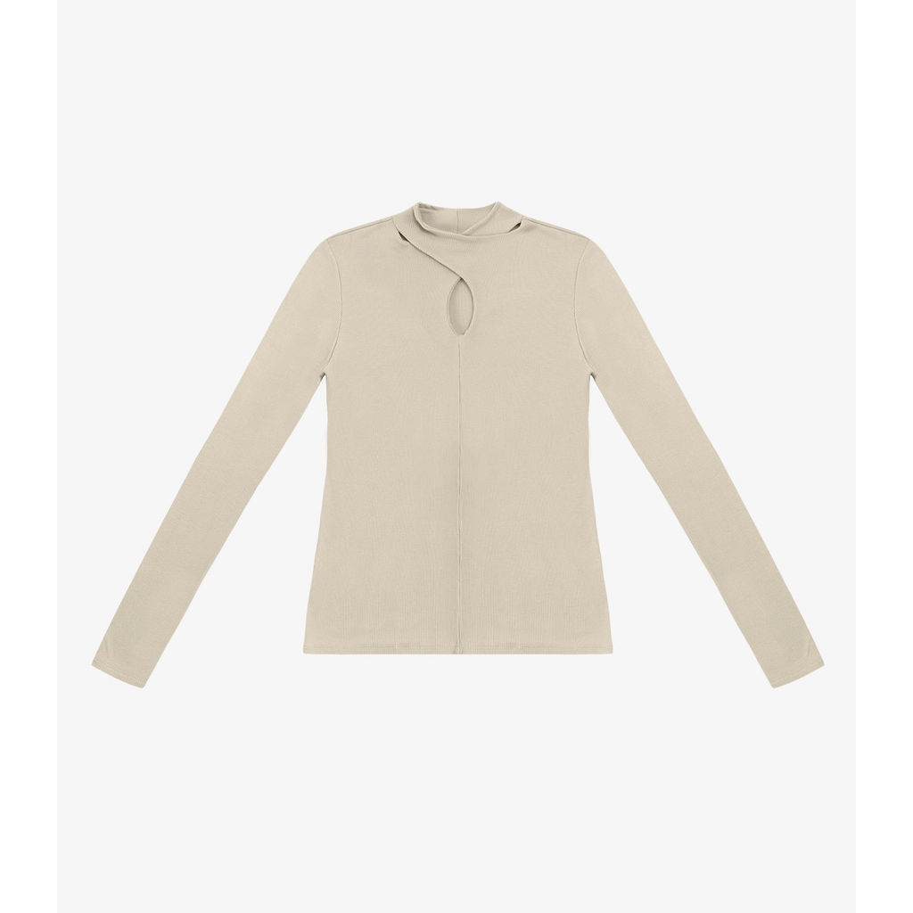 Blusa Feminina Manga Longa Em Ribana Rovitex Bege
