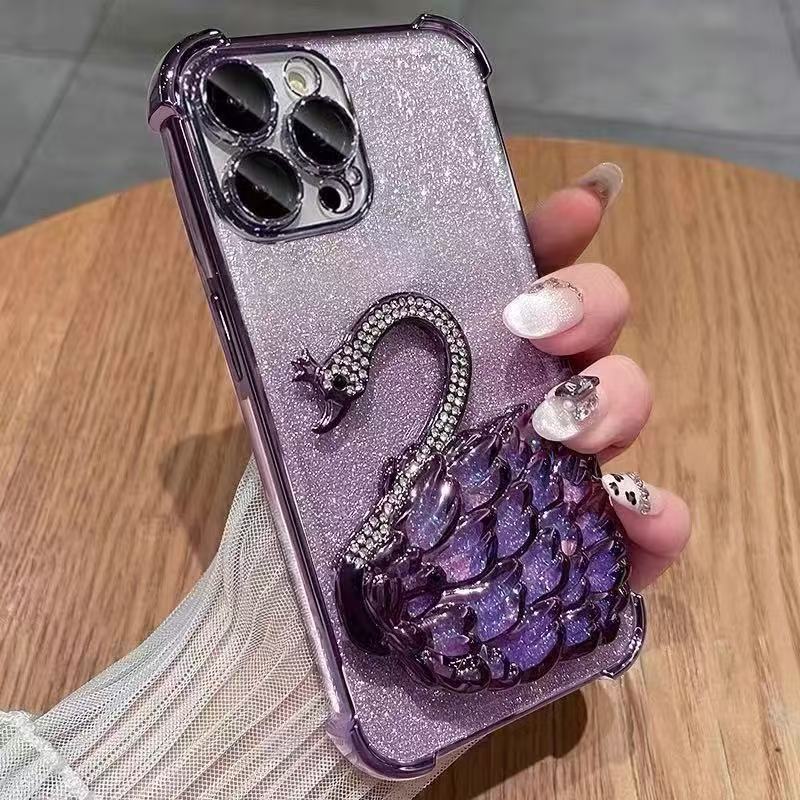 Capa de telefone de quatro cantos com suporte Diamond Swan Google Series Google 1