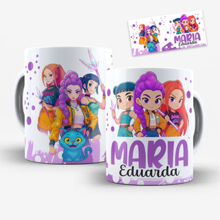 Caneca Guerreiras do Kpop Personalizada com Nome Infantil