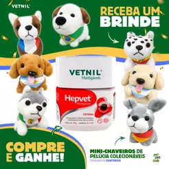 Hepvet Suplemento Mastigável Vetnil 60g + Brinde Mini-Chaveiro Copa do Mundo 2026