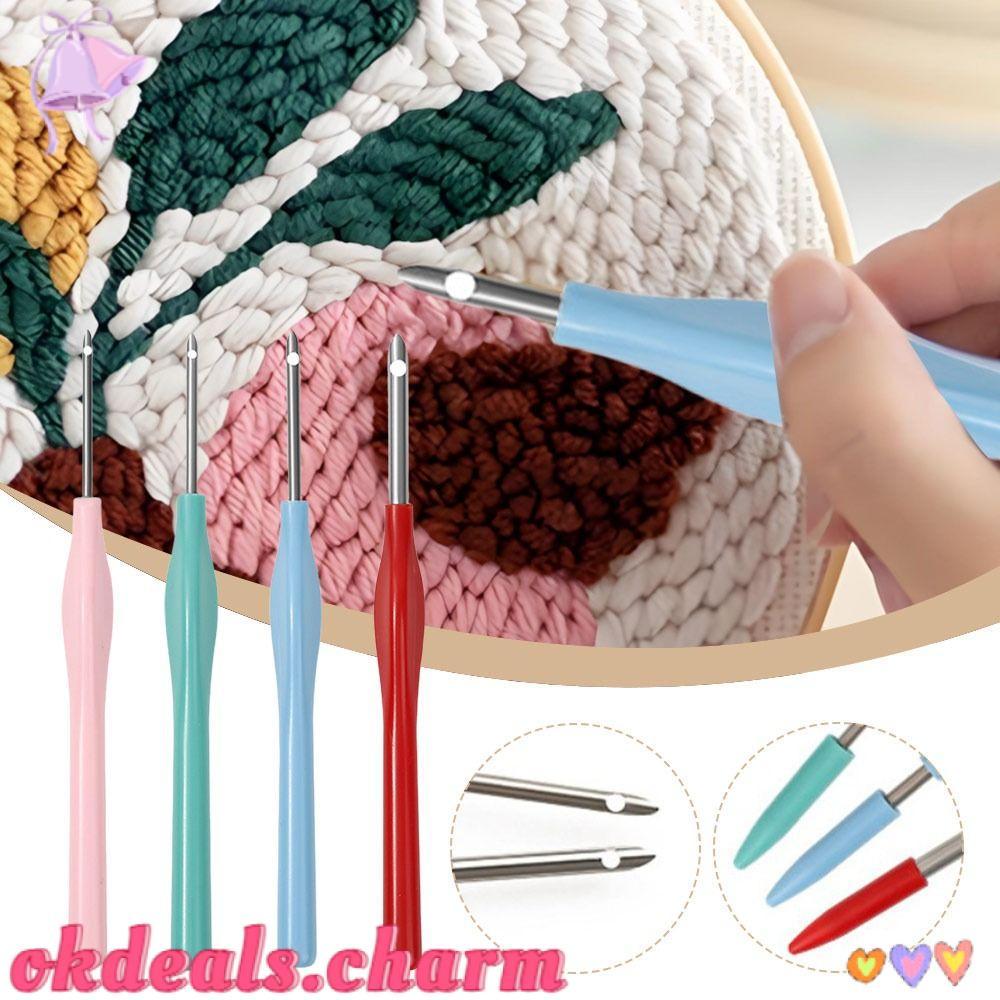 OKDEALS 1/4 Unidades Kit De Agulha De Perfuração Para Bordado , Caneta Mágica Ajustável Artesanal DIY , Ponta De 2.5/3/3