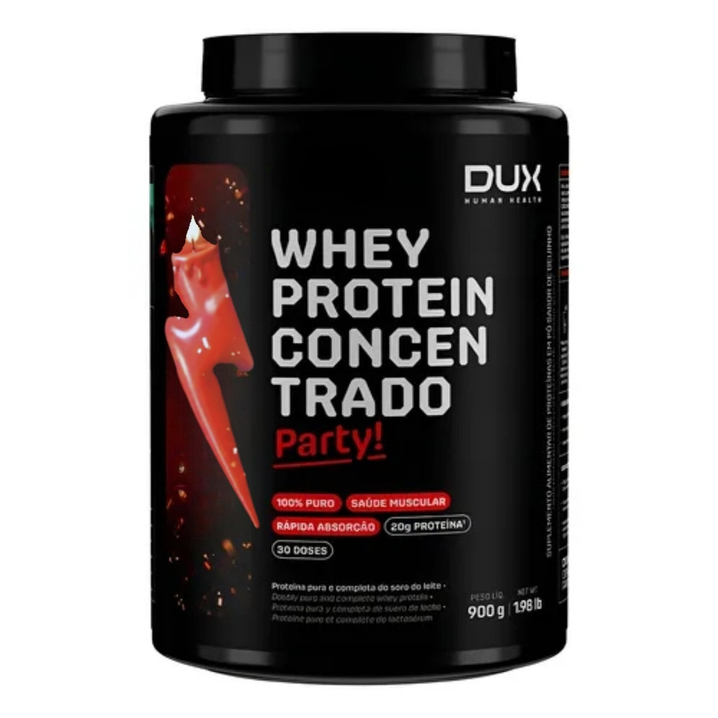 Whey Protein Concentrado Party! Pote 900g Sabor Churros Dux Human Health em Oferta na Shopee