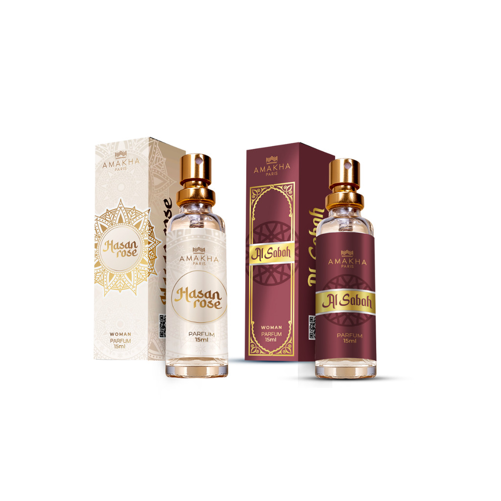 Kit Layering Edição 10: Hasan Rose 15ml + Al Sabah 15ml | Perfumes Árabes Femininos Amakha Paris em Oferta na Shopee