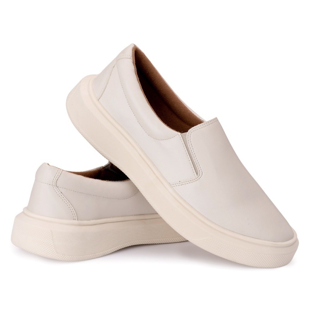 Tênis Sapatenis Slip On Off White Iate Resistente Dia Dia Casual Trabalho Confortável Calce Fácil Off
