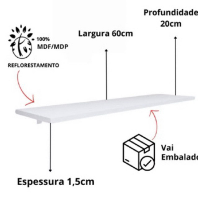 Prateleira 60x20 cm sala quarto banheiro multiuso Mdf Qualidade em Oferta na Shopee