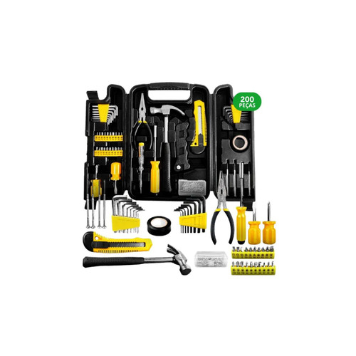 Kit Ferramentas Maleta Completa 200 Peças Profissional Manutenção Reparos Ferramentas Oficina Conserto