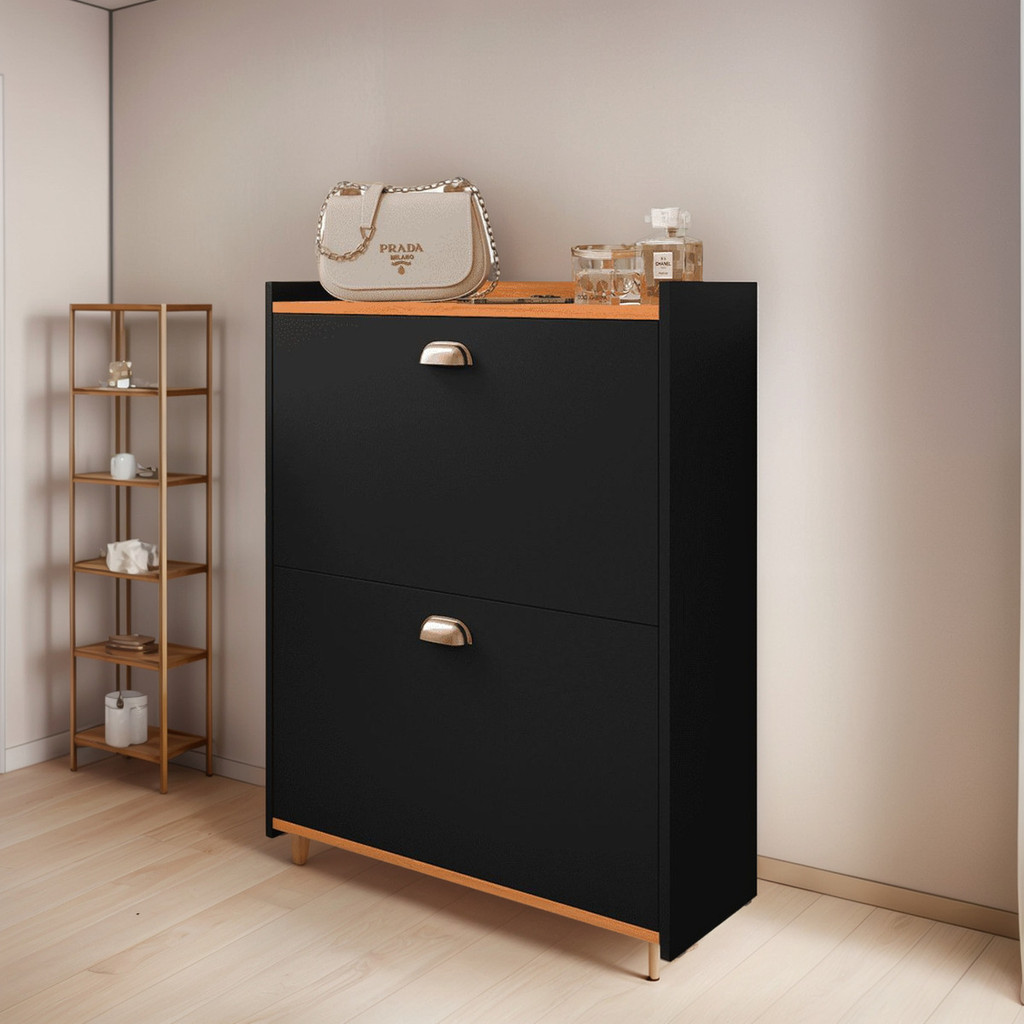 Sapateira Multiuso Organizador Calçados Hall Entrada Closet Banquinho 21 Pares PRETO CINAMOM