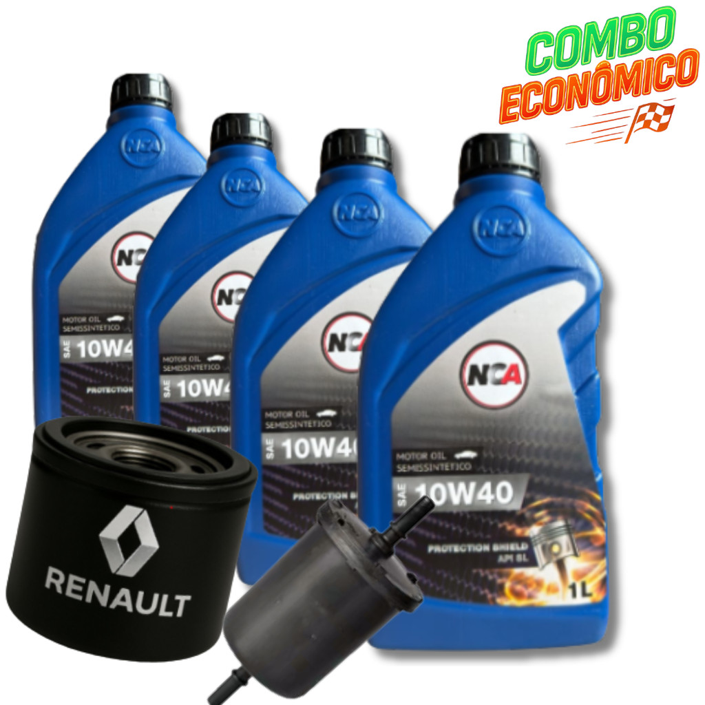 KIT TROCA DE ÓLEO 10W40 + FILTROS( LOGAN 1.6 8V ) em Oferta na Shopee