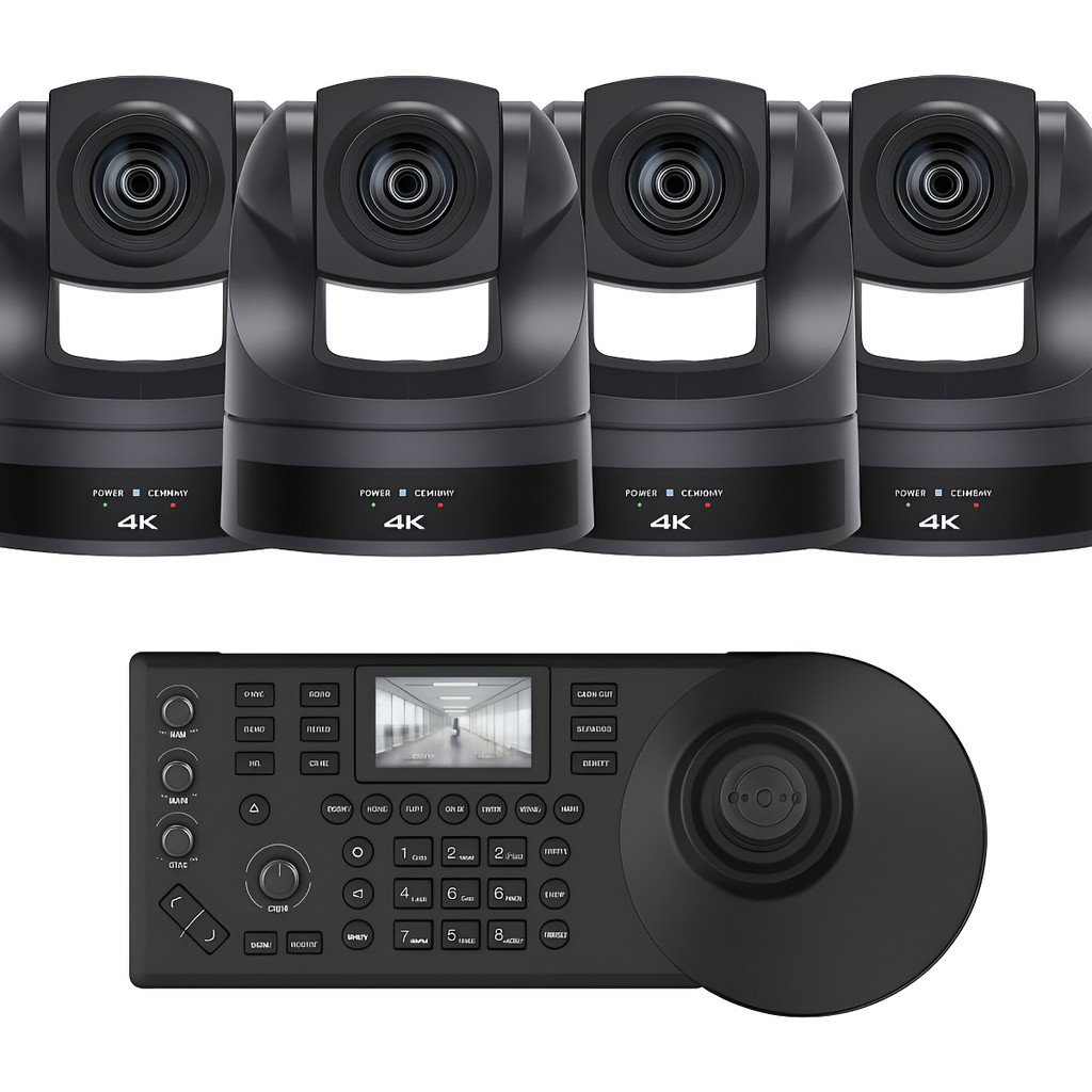 Kit 4 Câmeras Ptz 4k Transmissão Ao Vivo Joystick 4d Monitor