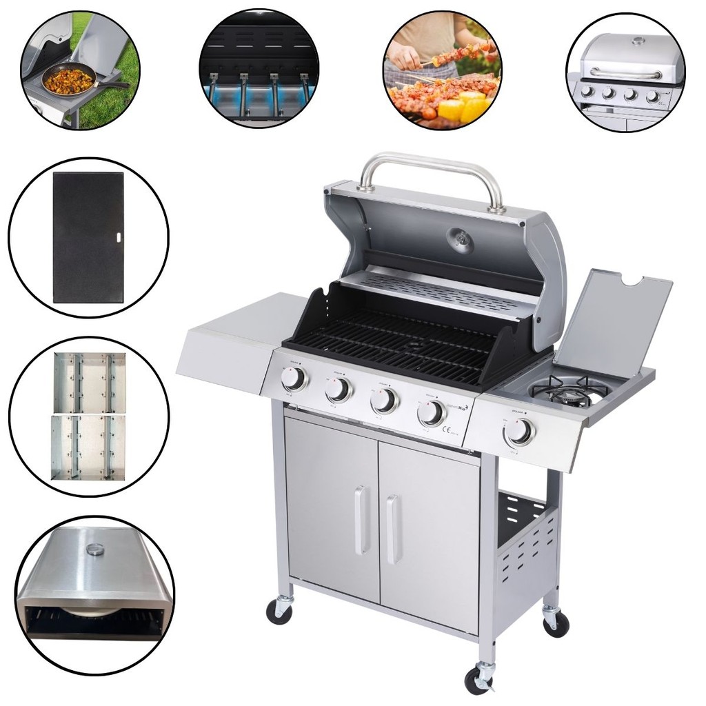 Churrasqueira a Gás Inox Gourmet Completa com Kit Chapa Forno de Pizza Integrado e Defumador Moderno em Oferta na Shopee