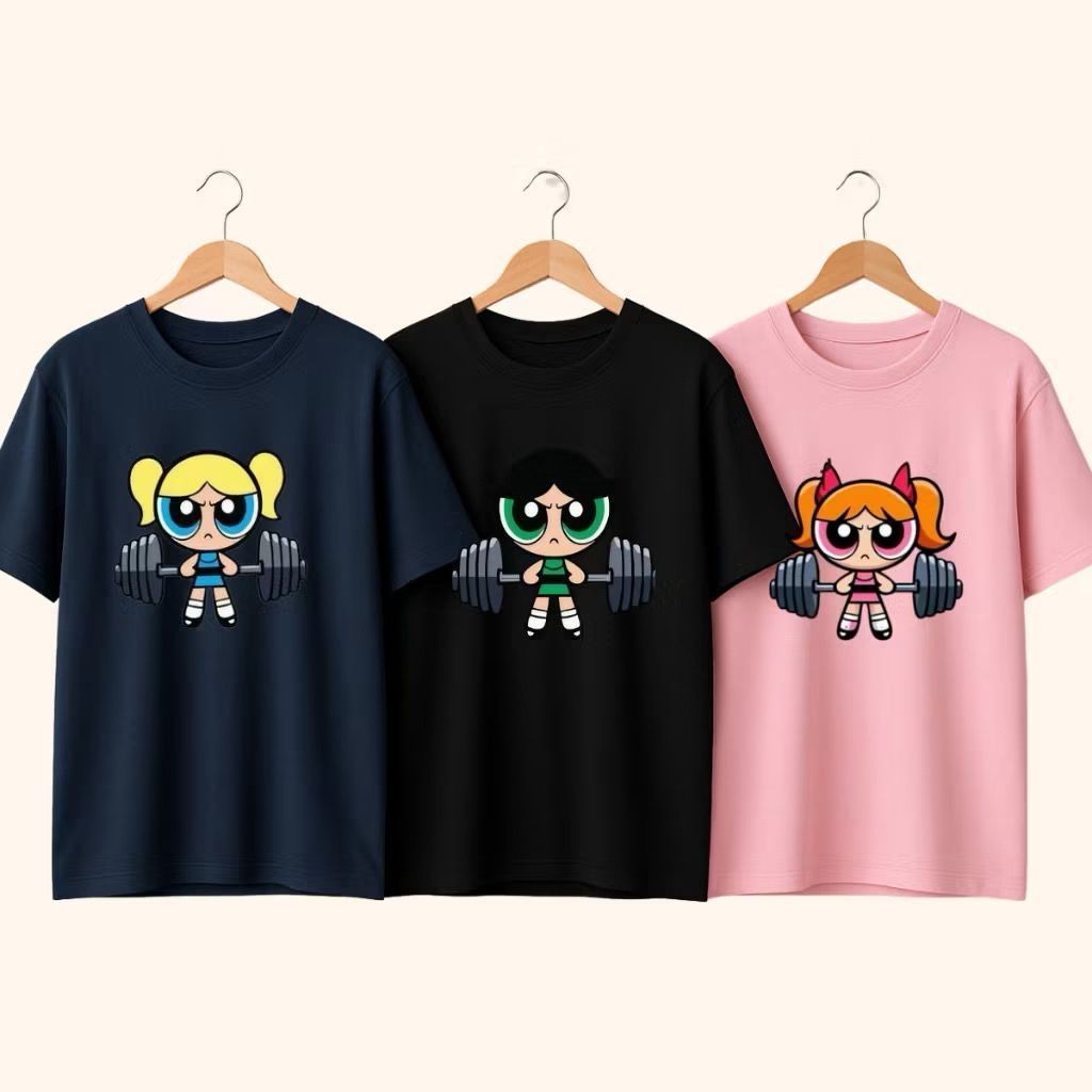 Kit 3 Camisetas feminina Personagem 100% Algodão Camiseta Feminina Academia