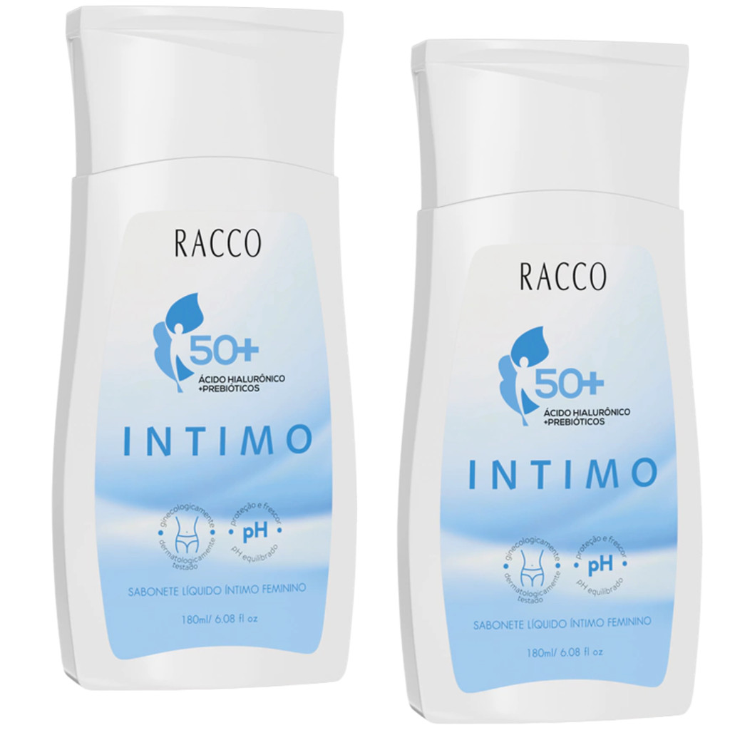 Kit c/ 2 Sabonete Líquido Íntimo Feminino 50+ Racco 180ml