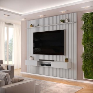 Painel com Bancada para TV até 75 Polegadas Ripado DJ Móveis Trento 250 Bali em Oferta na Shopee