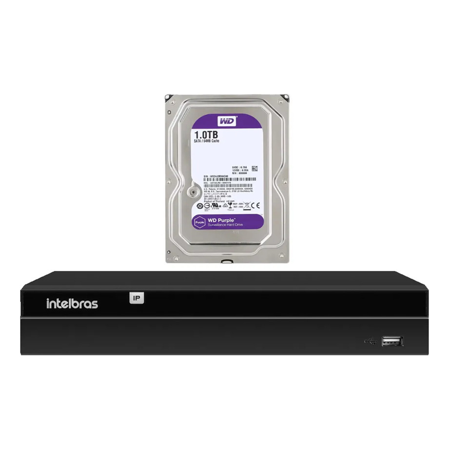 Gravador Ip Nvr 8 Canais Poe Nvd 1408 P + Hd 1 Tb Purple Intelbras