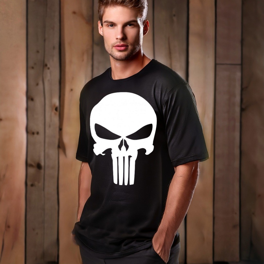 Camisa Camiseta Oversized Estampada O Justiceiro The Punisher Caveira Skull