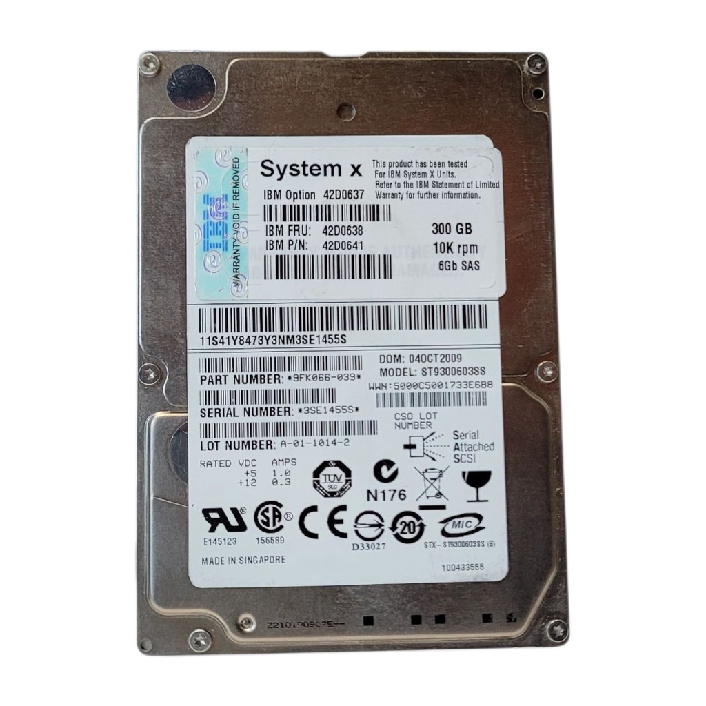 Hd Ibm 300gb 10k Sas 6gbps 2.5 Fru:42d0641 42d0637 42d0638 Servidores Ibm System