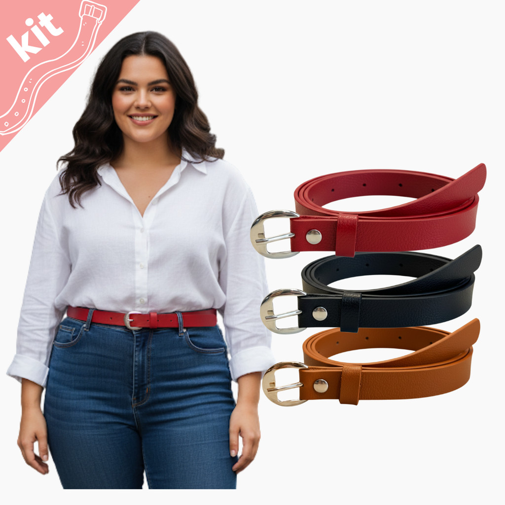 Kit 3 Cintos Femininos Plus Size Moda Primavera - Regina