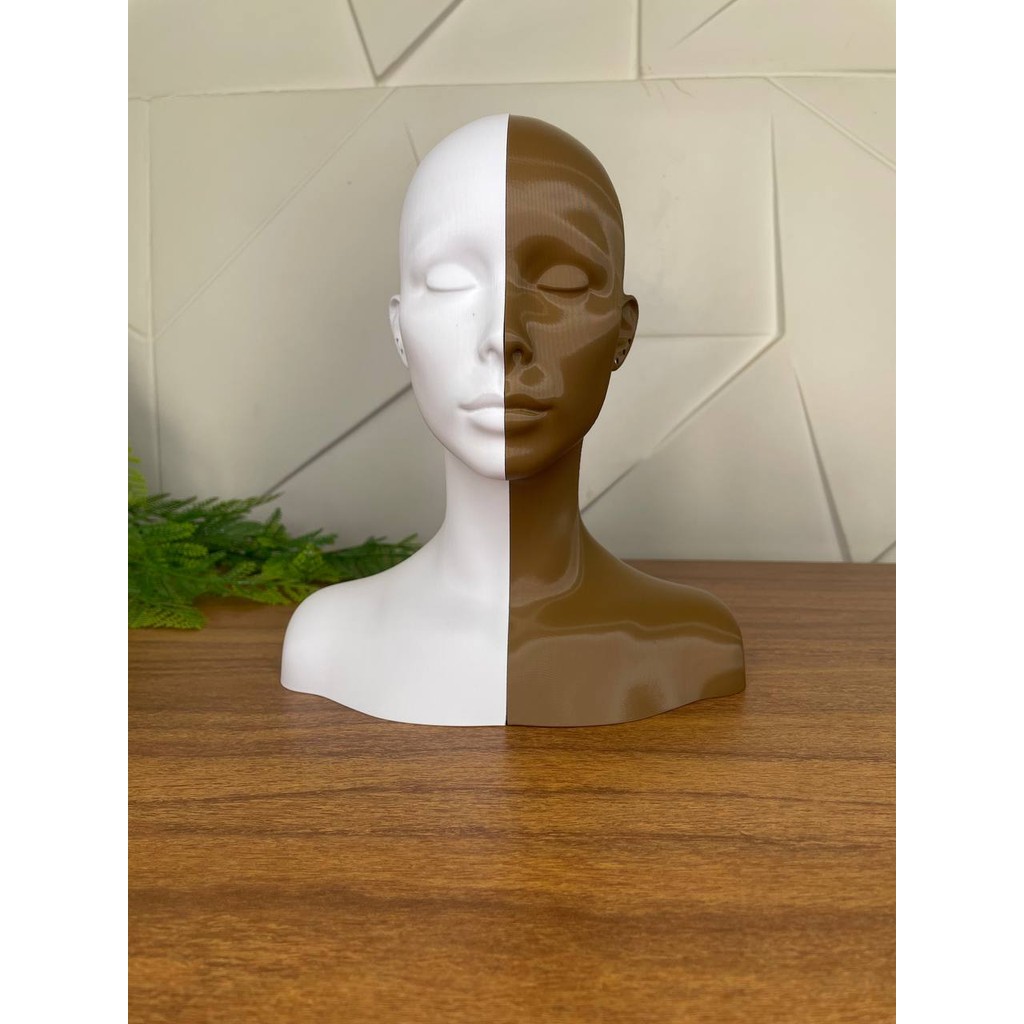 Busto Expositor de Joias Faces Dual Glamour - Com Ímãs - Expositor de Colares e Suporte para Brincos, 24cm Altura Elegan
