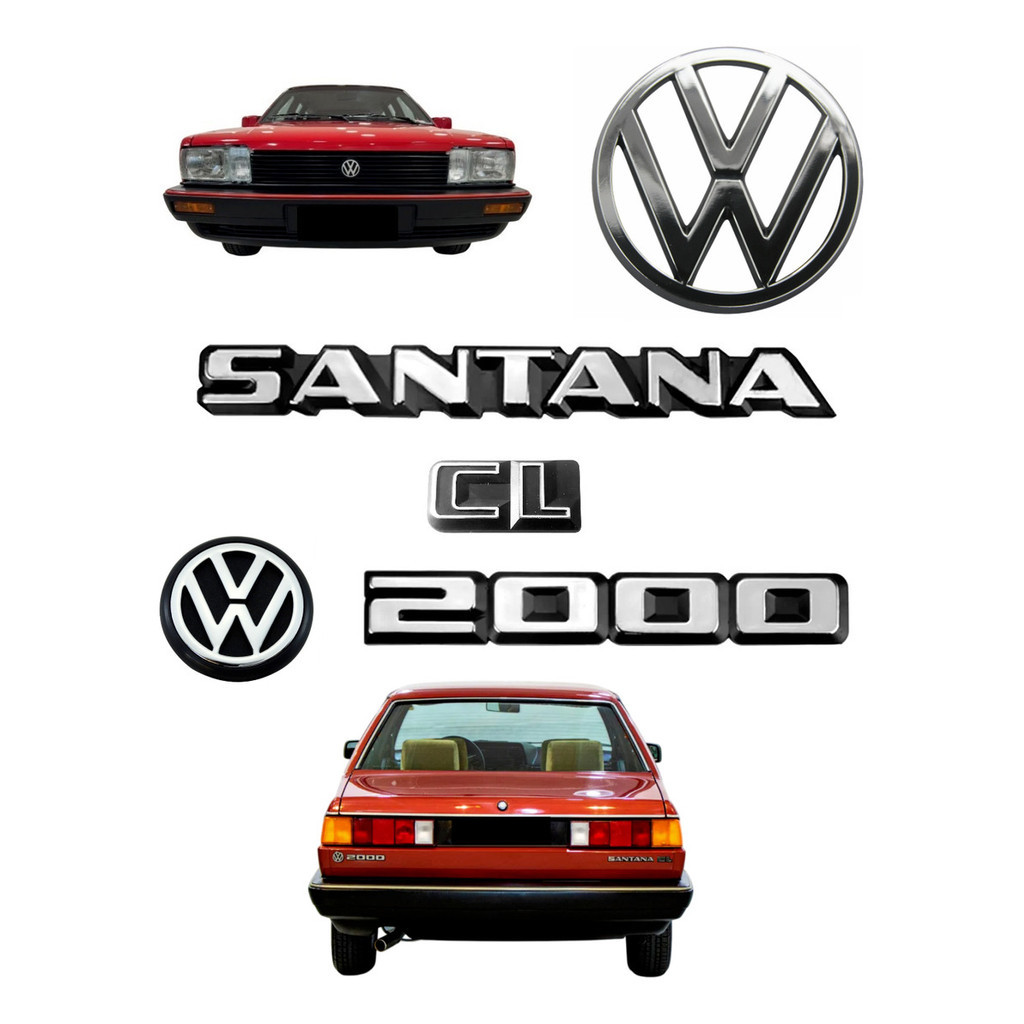 Emblemas Santana Cl 2000 + Vw Da Grade E Mala - 1987 À 1990