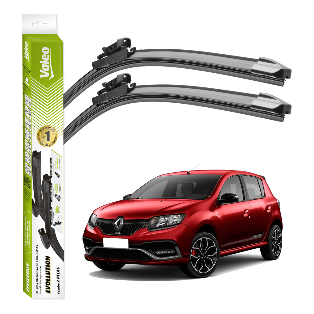 Par Palhetas Limpador Parabrisa Valeo Sandero 2015 A 2023