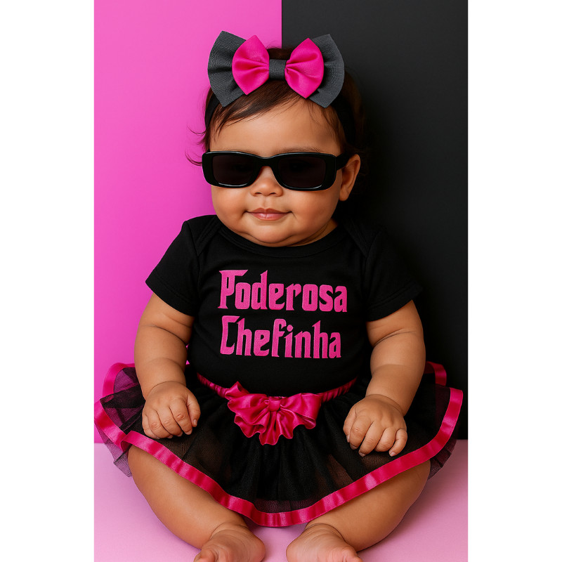 Body mesversário bebê menina Poderosa Chefinha em Oferta na Shopee