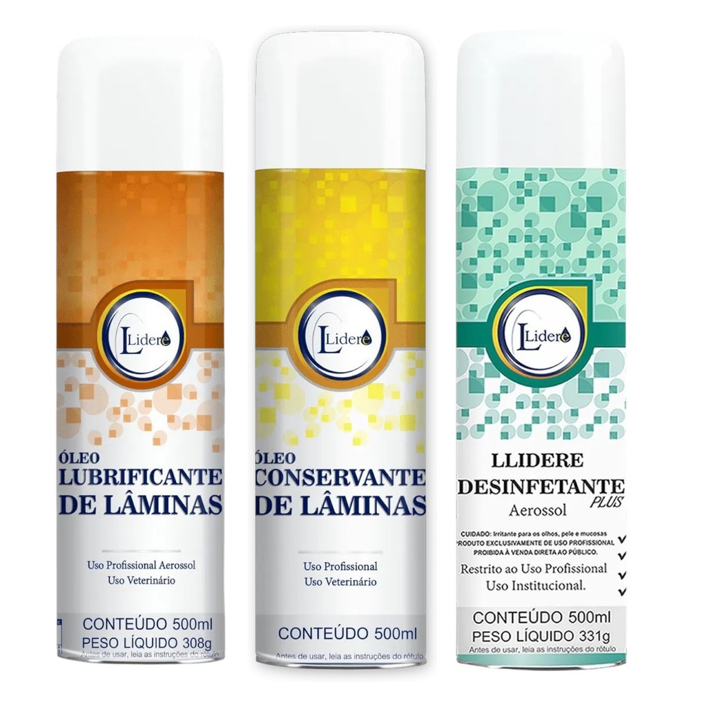 Kit Lubrificante + Desinfetante + Conservante Laminas 500ml