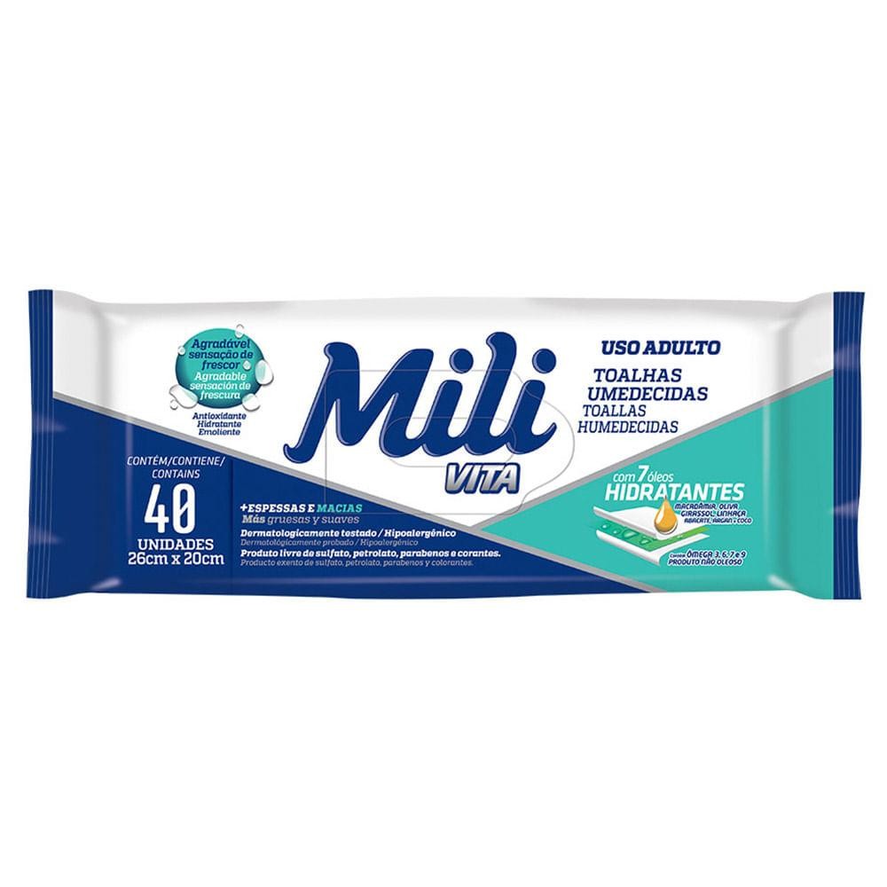 TOALHA UMEDECIDA MILI VITA COM 40 UNIDADES em Oferta na Shopee