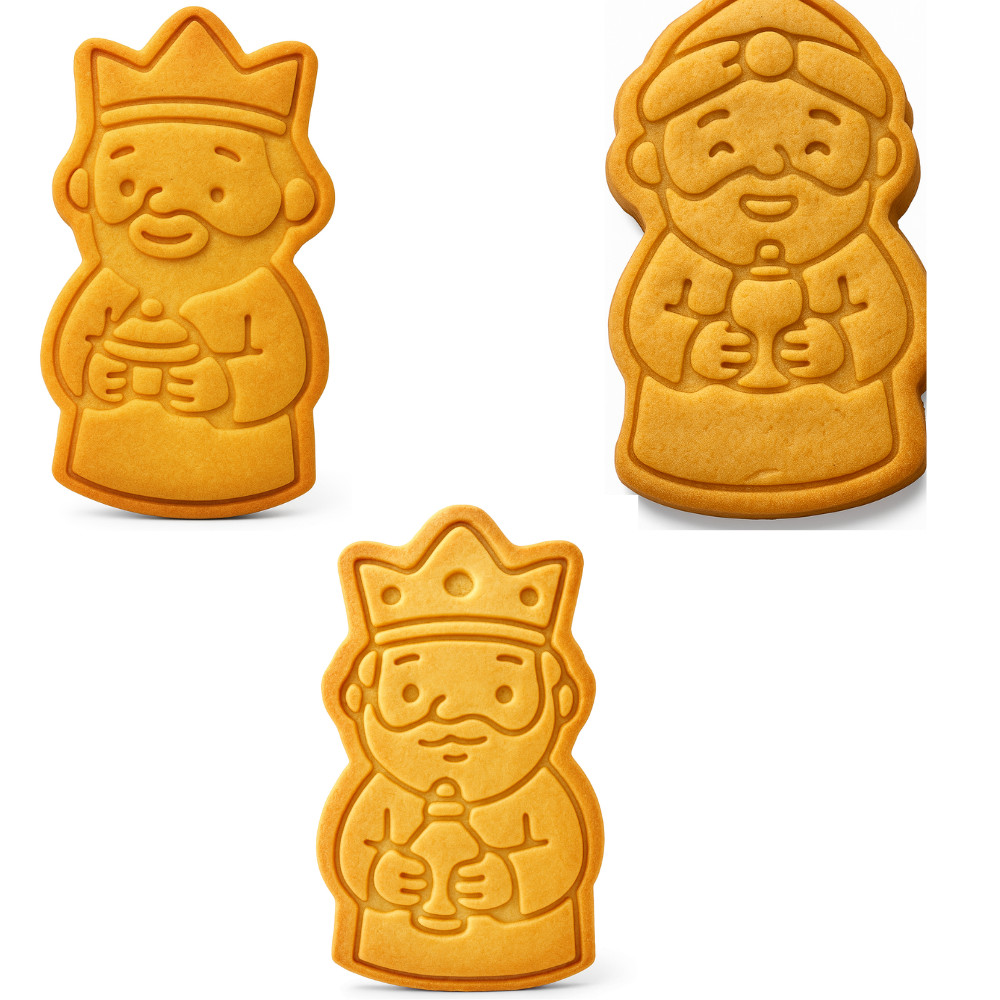 kit Natal Presépio Treis Reis Magos Cortadores + Carimbos para Biscoitos natal, Massas e Biscuit natal