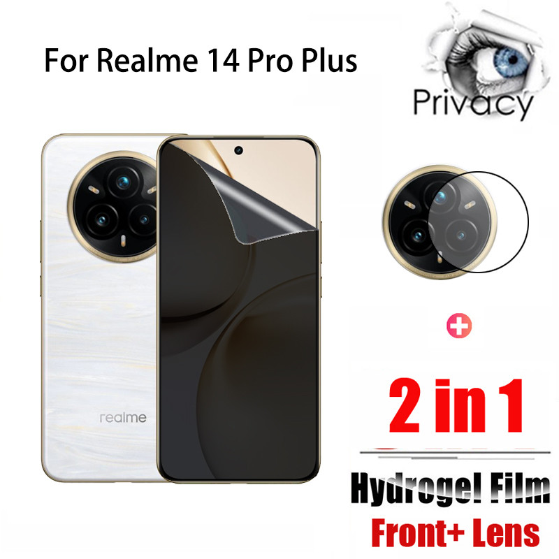 2 Em 1 Película Realme 14 Pro Plus Tela De Hidrogel De Privacidade Macio Anti-Espião Para Realme 14 13 12 11 X Pro Plus em Oferta na Shopee