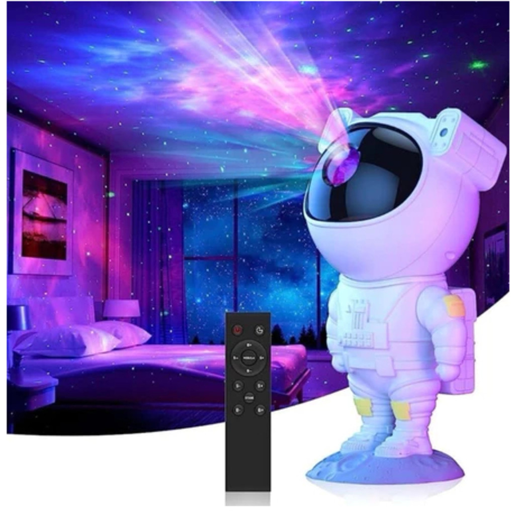 Projetor Luz Led Astronauta Galáxia Estrelas Nebulosa Iluminação Noturna Luminária Lâmpada Divertida Controle USB BYB