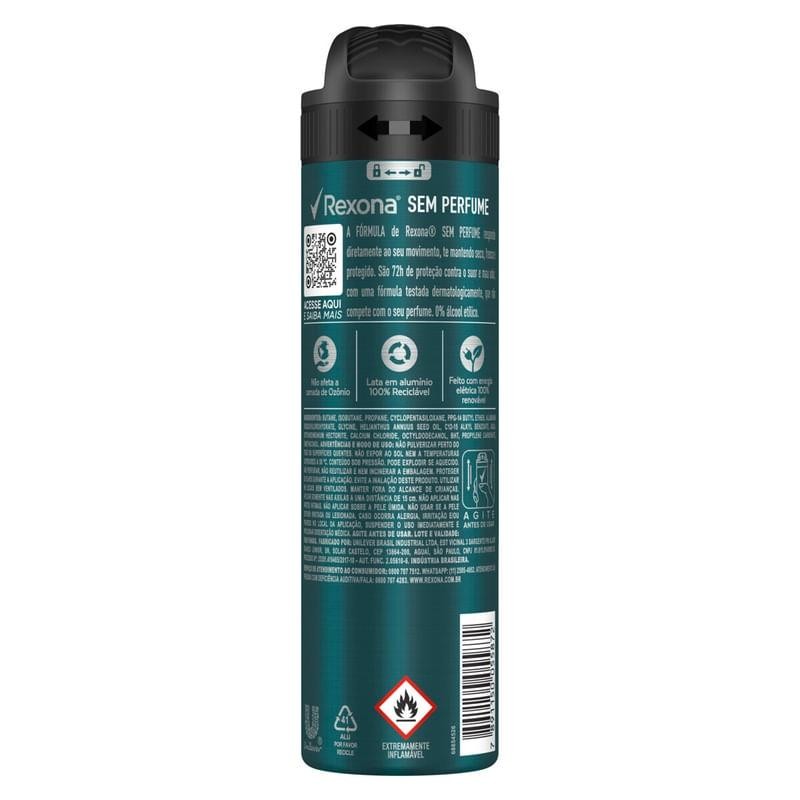 Desodorante Antitranspirante Aerosol Rexona Masculino Sem Perfume 72h 150ml em Oferta na Shopee