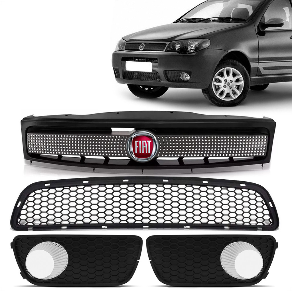 Kit Grades Superior Central Moldura Farol De Milha Palio Siena Strada G3 2004 2005 2006 2007 2008 2009 2010 em Oferta na Shopee