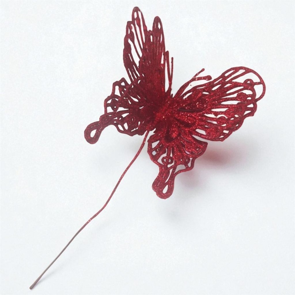 Enfeite de Natal Borboleta C/Glitter Bico de Papagaio Artigo de Decoração Natalina
