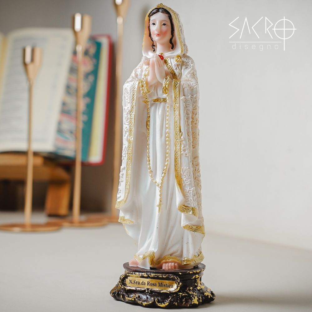 Imagem Nossa Senhora Rosa Mística 20Cm Resina Importada