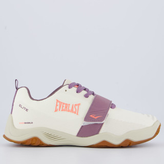 Tênis Everlast Elite Feminino Bege e Roxo em Oferta na Shopee