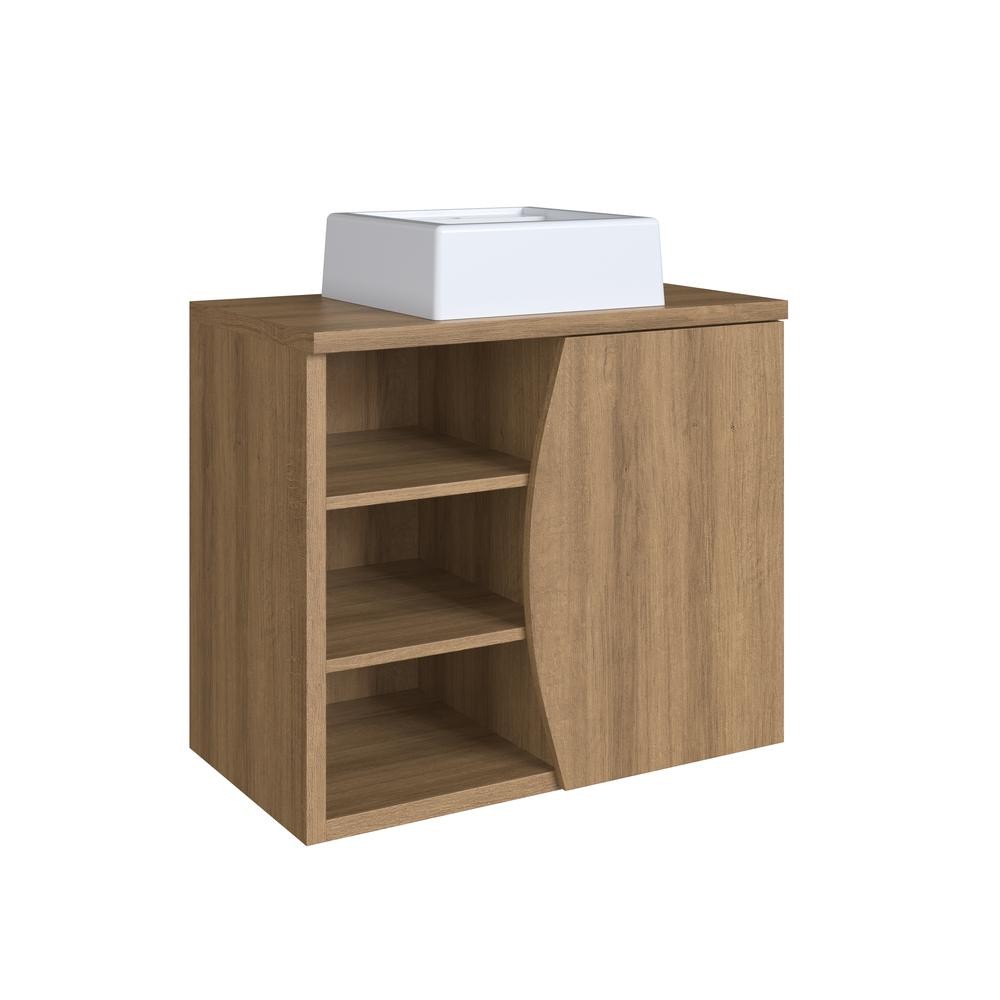 Gabinete de Banheiro Suspenso 70cm com Cuba 1 Porta 2 Prateleiras Mel Laura BL9680 - Faema Móveis em Oferta na Shopee