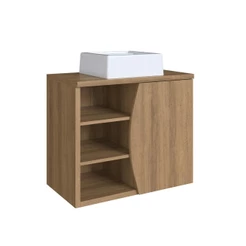 Gabinete de Banheiro Suspenso 70cm com Cuba 1 Porta 2 Prateleiras Mel Laura BL9680 - Faema Móveis