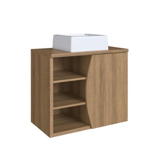 Gabinete de Banheiro Suspenso 70cm com Cuba 1 Porta 2 Prateleiras Mel Laura BL9680 - Faema Móveis em Oferta na Shopee