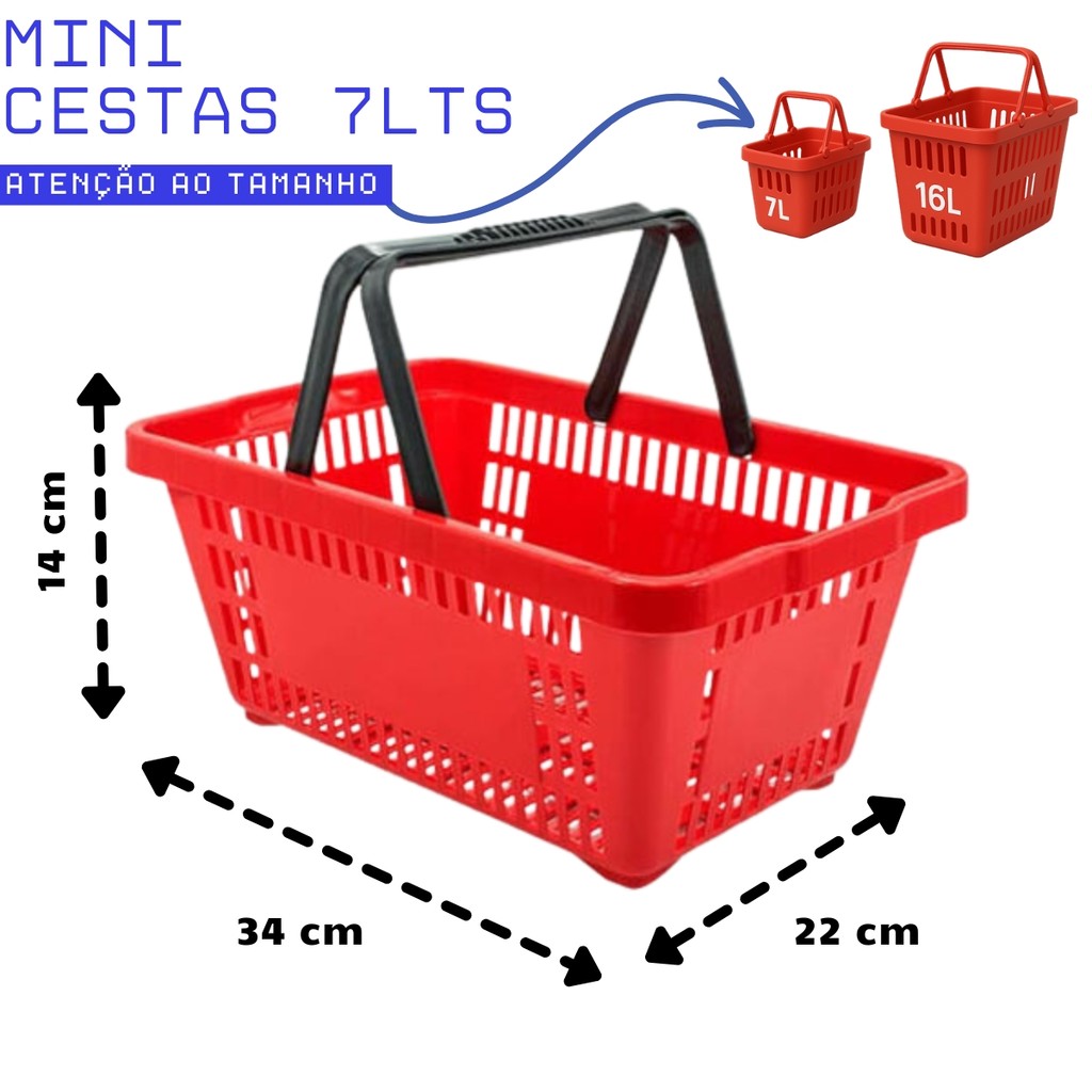 Kit 25 Mini Cestinhas Farmácia 7Lts 34x22x14cm Cesta Mercado Loja