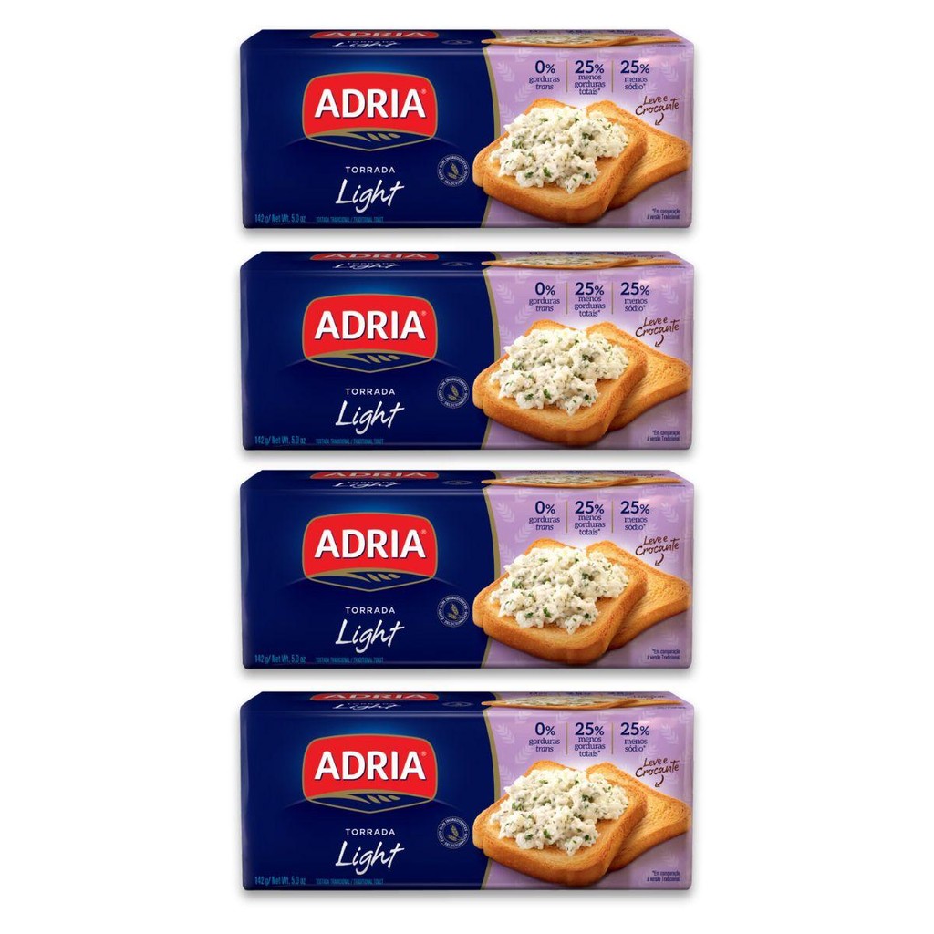 Kit 4un Torrada 142G Light Adria Pacote em Oferta na Shopee