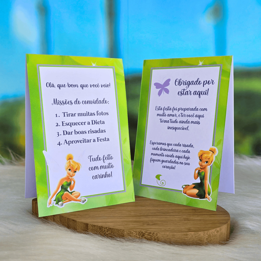 20 Plaquinhas de mesa TINKER BELL Fada Sininho - Centro de mesa Lembrancinha de festa infantil